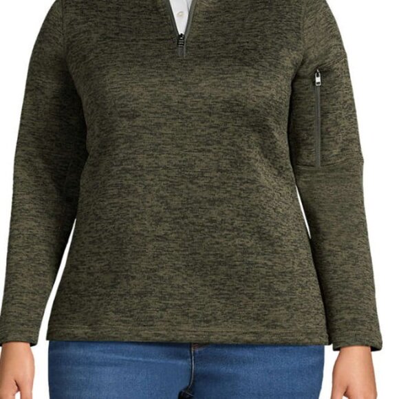 24-26W (3X) Women's Lands End Plus Size Sweater Fleece Quarter Zip Pullover - Picture 1 of 5